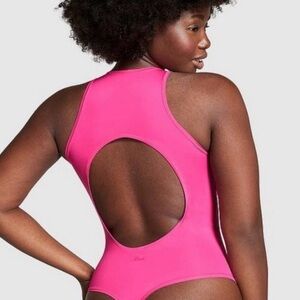 PINK VICTORIA’S SECRET High Neck Open Back Base Stretch Bodysuit